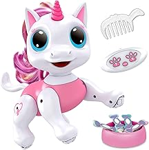 Power Your Fun Robo Pets Unicorn Toy for Girls and Boys - Remote Control Robot Toys with Interactive Hand Motion Gestures, STEM Programmable Treats, Walking, Dancing Robot Unicorn Kids Toy (Pink)
