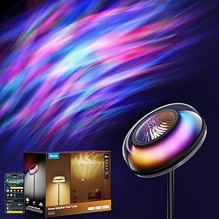 Govee Uplighter Floor Lamp for Living Room, RGBIC Ripple Projector, Floor Lamp for Bedroom, Compatible with SmartThings, Alexa, and Matter,