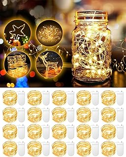 20 Pack Fairy Lights Battery Operated, 3.3ft 20 LED Mini String Lights Twinkle Lights Copper Wire Firefly Starry Lights for Mason Jars