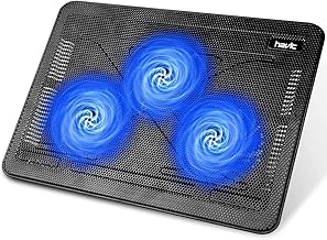 havit HV-F2056 15.6"-17" Laptop Cooler Cooling Pad - Slim Portable USB Powered (3 Fans), Black/Blue
