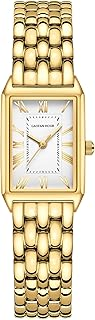 GAOFAN HOUR Gold Watches for Women with Vintage Rectangular Case,White Roman Dial,Stainless Steel Band,Adjustment Tool
