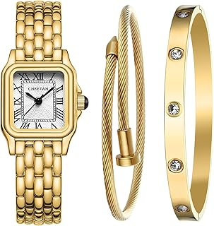 CHEETAH Women’s Gold Bangle Watch and Bracelet Set