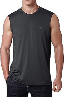 EZRUN Men's Workout Sleeveless Shirts UPF 50+ Summer Beach Swim Shirt Quick Dry Gym Muscle Fitness Running Tank Tops