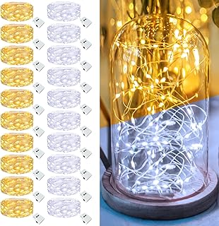 Fairdeer 20 Pack Fairy Lights Battery Operated - 7ft 20 Led Twinkle Lights 3 Modes, Bulk Mini String Lights Waterproof for Mason Jars Vases DIY