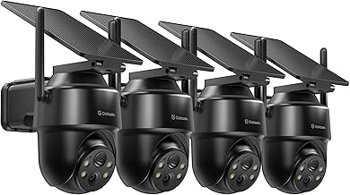 GALAYOU 2K Security Cameras Wireless Outdoor-360° PTZ Cameras for Home Security with Solar Panel/Battery Powered, Night Vision, Two-Way Audio, PIR Sensor, Works with Alexa, R1 4P Black (2.4Ghz