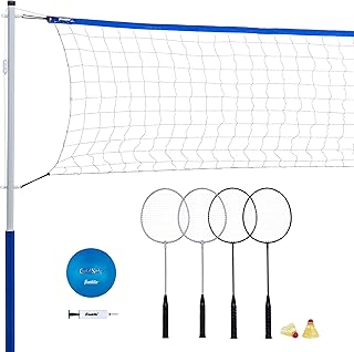 Franklin Sports Volleyball + Badminton Sets - Beach + Backyard Game Set - Volleyball, Pump, Badminton Rackets, Birdies, Net +