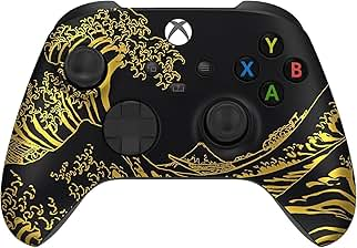Custom Controllerzz Wireless Controller for Microsoft Xbox Series X/S & Xbox One - Soft Touch Feel - Custom Series X/S Controller (X/S Golden Waves)